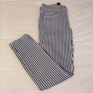 Blue and white pin striped jeans